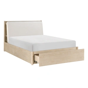 Homelegance Matteo Polyester/Wood Storage Platform Bed, Oyster/Light Oak Ceruse