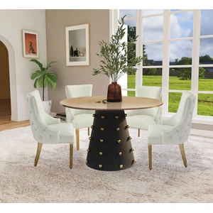 Meridian Furniture Raven 48-inch Round Brushed Dining Table with Matte Black Base, Gold