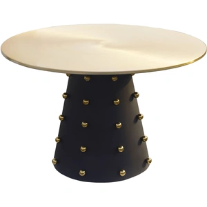 Meridian Furniture Raven 48-inch Round Brushed Dining Table with Matte Black Base, Gold