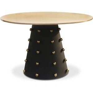 Meridian Furniture Raven 48-inch Round Brushed Dining Table with Matte Black Base, Gold