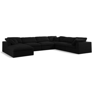 Meridian Furniture Serene 158-inch 7-Piece Linen Fabric Deluxe Comfort Modular Sectional