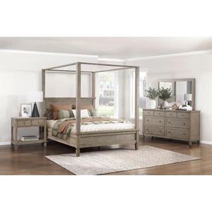 Homelegance Marceline Wood Canopy Platform Bedroom Set, Gray Oak