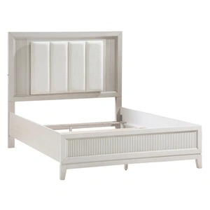 Homelegance Florence Polyester/Wood Panel Bed with LED Lighting, Ivory