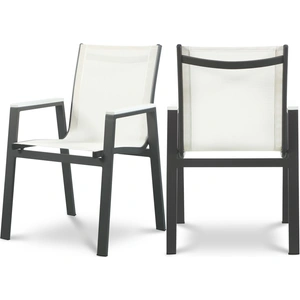 Meridian Furniture Nizuc Outdoor Patio Mesh Waterproof Fabric Dining Arm Chair with Aluminum Frame (Set of 2)