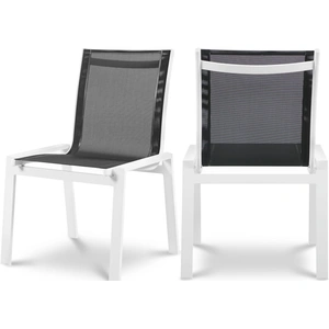 Meridian Furniture Nizuc Outdoor Patio Mesh Waterproof Fabric Dining Side Chair with Aluminum Frame (Set of 2)