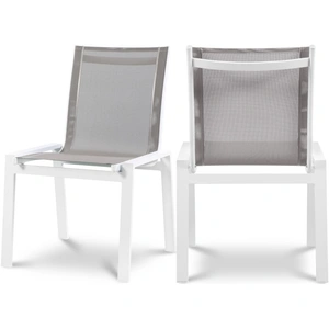 Meridian Furniture Nizuc Outdoor Patio Mesh Waterproof Fabric Dining Side Chair with Aluminum Frame (Set of 2)