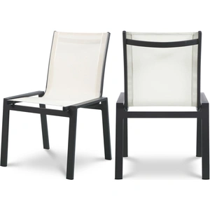 Meridian Furniture Nizuc Outdoor Patio Mesh Waterproof Fabric Dining Side Chair with Aluminum Frame (Set of 2)