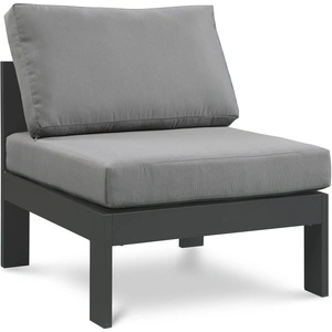 Meridian Furniture Nizuc Outdoor Patio Waterproof Fabric Modular Armless Chair with Aluminum Frame