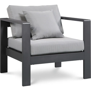 Meridian Furniture Nizuc Outdoor Patio Waterproof Fabric Modular Arm Chair with Aluminum Frame