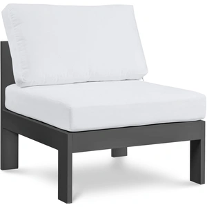 Meridian Furniture Nizuc Outdoor Patio Waterproof Fabric Modular Armless Chair with Aluminum Frame
