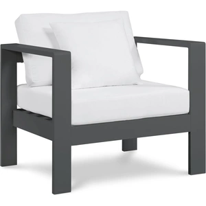 Meridian Furniture Nizuc Outdoor Patio Waterproof Fabric Modular Arm Chair with Aluminum Frame