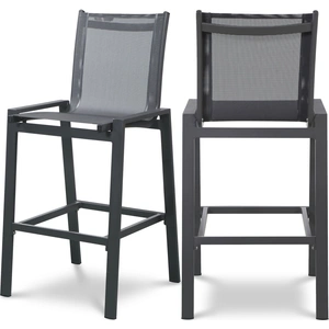 Meridian Furniture Nizuc Outdoor Patio Mesh Barstool with Aluminum Frame (Set of 2)
