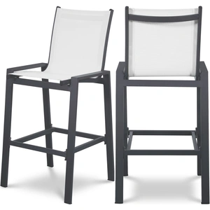 Meridian Furniture Nizuc Outdoor Patio Mesh Barstool with Aluminum Frame (Set of 2)