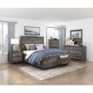 Homelegance Lenior Melamine/Wood Storage Platform Bedroom Set, Gray