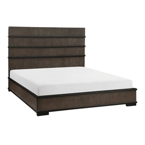 Homelegance Acworth Wood/Wood Veneer Panel Bed with LED Lighting, Brownish-Gray/Black