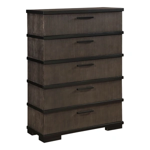 Homelegance Acworth Wood/Wood Veneer 5-Drawer Chest, Brownish-Gray/Black