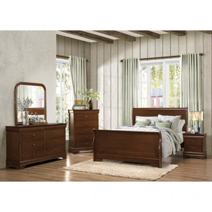 Homelegance Abbeville Wood/Wood Veneer Sleigh Bedroom Set, Brown Cherry