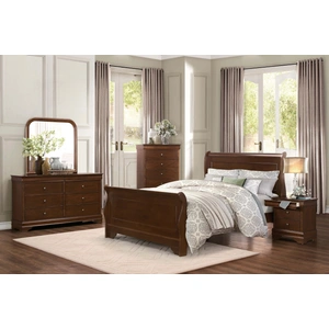 Homelegance Abbeville Wood/Wood Veneer Sleigh Bedroom Set, Brown Cherry