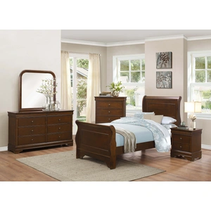 Homelegance Abbeville Wood/Wood Veneer Sleigh Bedroom Set, Brown Cherry