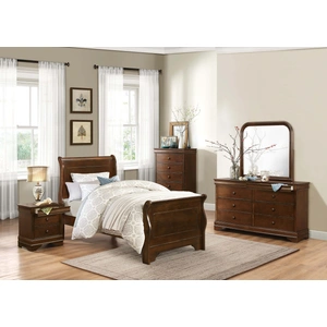 Homelegance Abbeville Wood/Wood Veneer Sleigh Bedroom Set, Brown Cherry