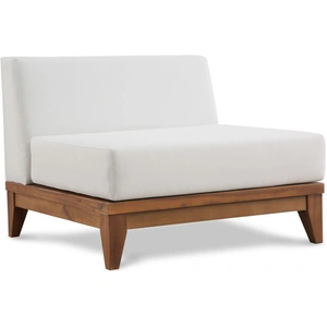 Meridian Furniture Rio Outdoor Patio Waterproof Fabric Modular Armless Chair, Off White