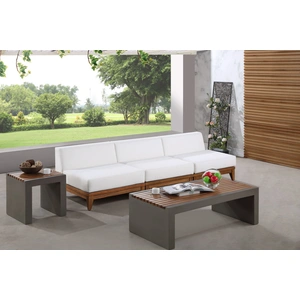 Meridian Furniture Rio 103.5-inch Outdoor Patio Waterproof Fabric Armless Modular Sofa, Off White