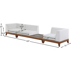 Meridian Furniture Rio 125-inch Outdoor Patio Waterproof Fabric Modular Sofa, Off White