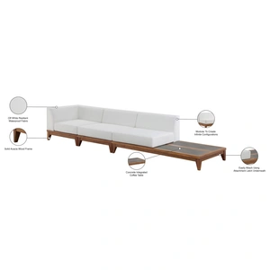 Meridian Furniture Rio 128.5-inch Outdoor Patio Waterproof Fabric Modular Sofa, Off White