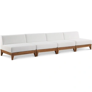 Meridian Furniture Rio 138-inch Outdoor Patio Waterproof Fabric Armless Modular Sofa, Off White