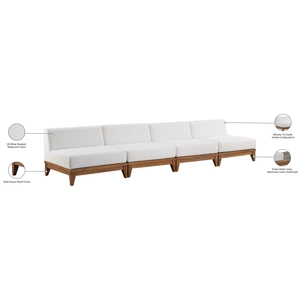Meridian Furniture Rio 138-inch Outdoor Patio Waterproof Fabric Armless Modular Sofa, Off White