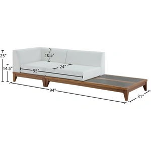 Meridian Furniture Rio 94-inch Outdoor Patio Waterproof Fabric Modular Sofa, Off White