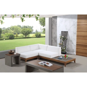 Meridian Furniture Rio 94-inch 3-Piece Outdoor Patio Waterproof Fabric Modular Sectional, Composition 1, Off White