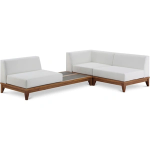 Meridian Furniture Rio 94-inch 3-Piece Outdoor Patio Waterproof Fabric Modular Sectional, Composition 2, Off White