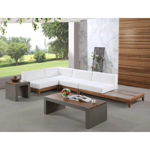 Meridian Furniture Rio 128.5-inch 4-Piece Outdoor Patio Waterproof Fabric Modular Sectional, Composition 1, Off White