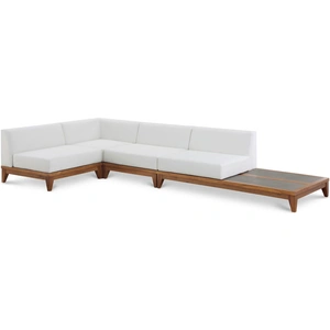 Meridian Furniture Rio 128.5-inch 4-Piece Outdoor Patio Waterproof Fabric Modular Sectional, Composition 1, Off White