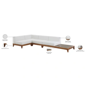 Meridian Furniture Rio 128.5-inch 4-Piece Outdoor Patio Waterproof Fabric Modular Sectional, Composition 1, Off White