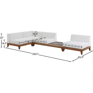 Meridian Furniture Rio 128.5-inch 4-Piece Outdoor Patio Waterproof Fabric Modular Sectional, Composition 2, Off White