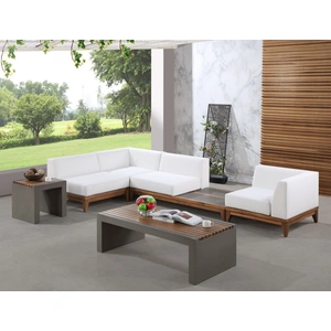 Meridian Furniture Rio 125-inch 4-Piece Outdoor Patio Waterproof Fabric Modular Sectional, Off White