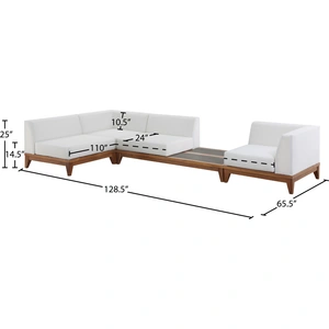 Meridian Furniture Rio 125-inch 4-Piece Outdoor Patio Waterproof Fabric Modular Sectional, Off White