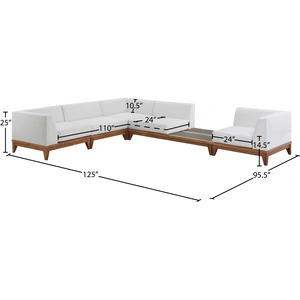 Meridian Furniture Rio 125-inch 5-Piece Outdoor Patio Waterproof Fabric Modular Sectional, Off White