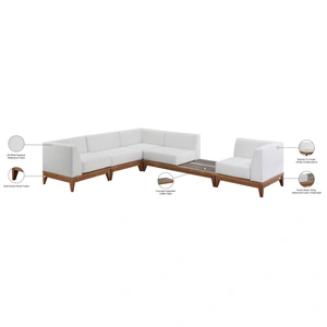 Meridian Furniture Rio 125-inch 5-Piece Outdoor Patio Waterproof Fabric Modular Sectional, Off White