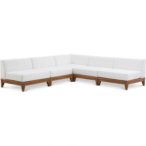 Meridian Furniture Rio 100-inch 5-Piece Outdoor Patio Waterproof Fabric Modular Sectional, Off White