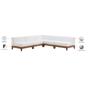 Meridian Furniture Rio 100-inch 5-Piece Outdoor Patio Waterproof Fabric Modular Sectional, Off White
