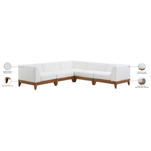 Meridian Furniture Rio 96.5-inch 5-Piece Outdoor Patio Waterproof Fabric Modular Sectional, Off White