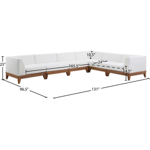 Meridian Furniture Rio 131-inch 6-Piece Outdoor Patio Waterproof Fabric Modular Sectional, Composition 1, Off White