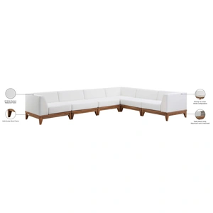 Meridian Furniture Rio 131-inch 6-Piece Outdoor Patio Waterproof Fabric Modular Sectional, Composition 1, Off White