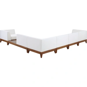 Meridian Furniture Rio 131-inch 6-Piece Outdoor Patio Waterproof Fabric Modular Sectional, Composition 2, Off White