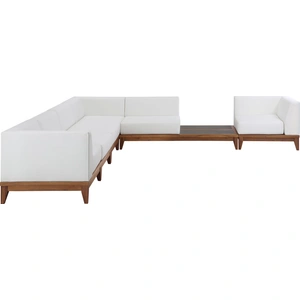 Meridian Furniture Rio 131-inch 6-Piece Outdoor Patio Waterproof Fabric Modular Sectional, Composition 2, Off White