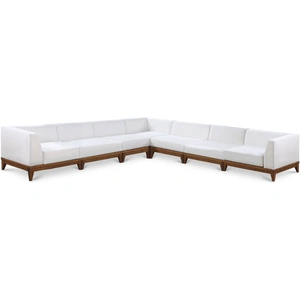 Meridian Furniture Rio 131-inch 7-Piece Outdoor Patio Waterproof Fabric Modular Sectional, Off White