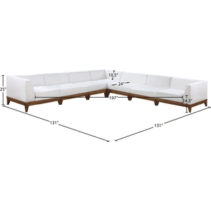 Meridian Furniture Rio 131-inch 7-Piece Outdoor Patio Waterproof Fabric Modular Sectional, Off White